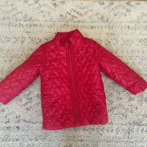 Like New Old Navy Size 3T Red Puffed Heart Zippered Jacket Perfect Condition